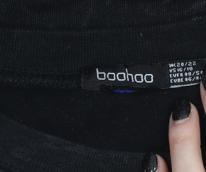 Womens UK Size 20/22 Boohoo Black Pullover Sweatshirt