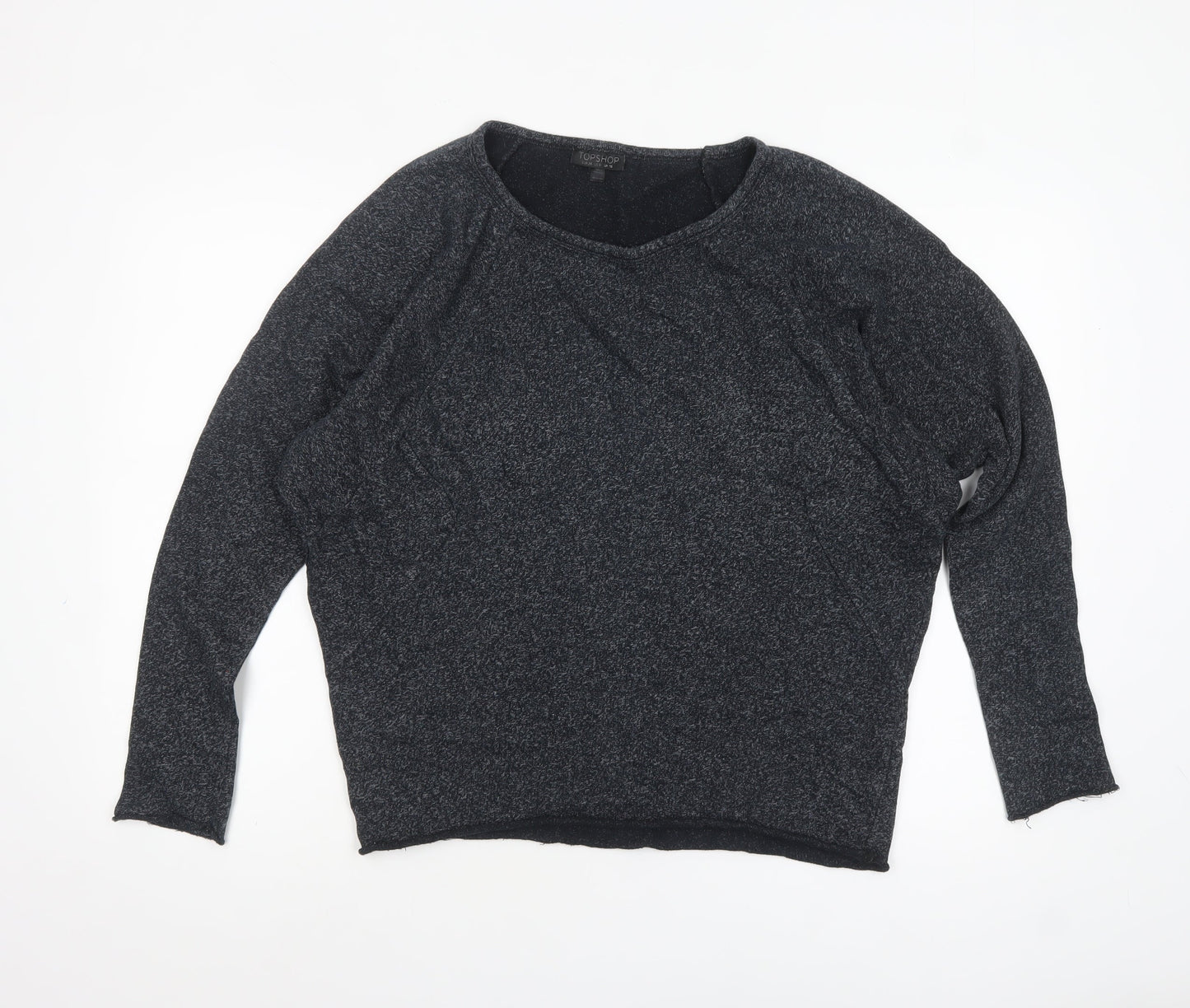 Topshop Women’s Black Long Sleeve Relaxed Fit Jersey Top Size 10