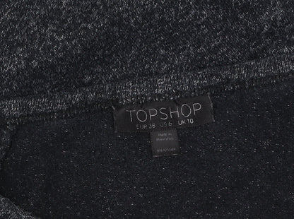 Topshop Women’s Black Long Sleeve Relaxed Fit Jersey Top Size 10
