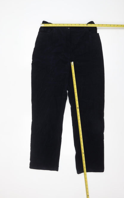 Viyella Women Black Corduroy Straight Trousers Size 12