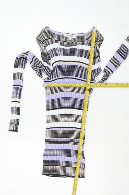 Elizabeth and James Womens Multicoloured L Striped Boat Neck Pullover Jumper