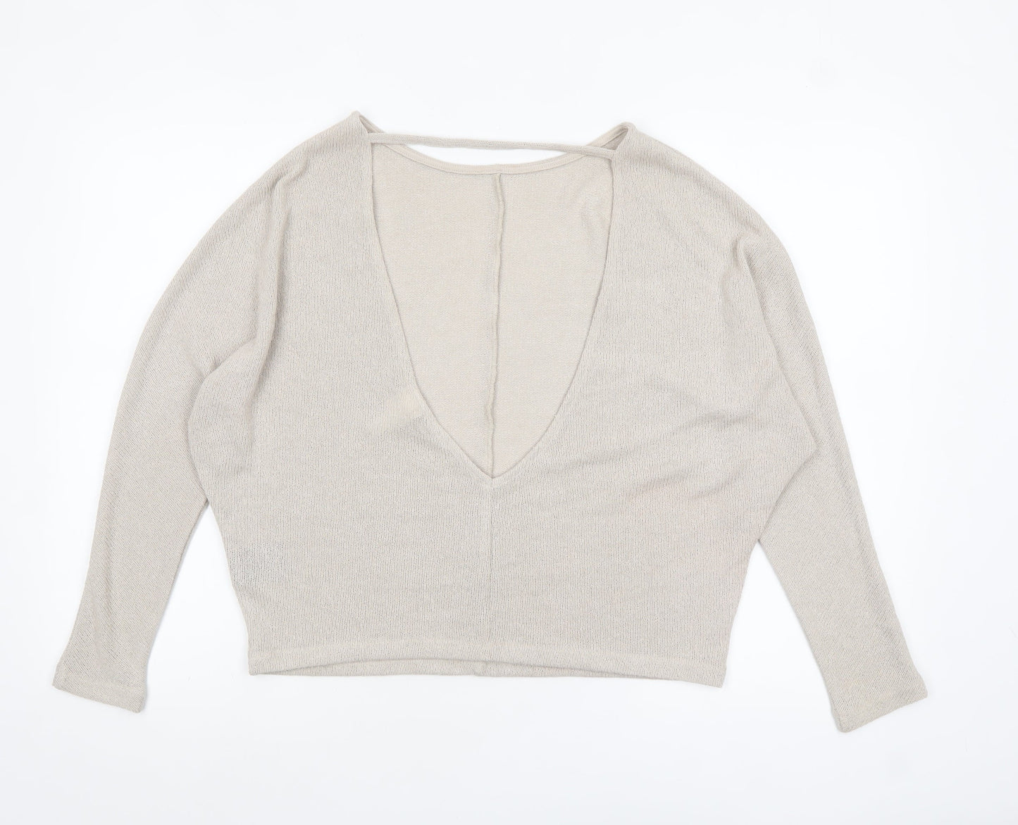 Womens UK Size S H&M Beige Cropped Blouse