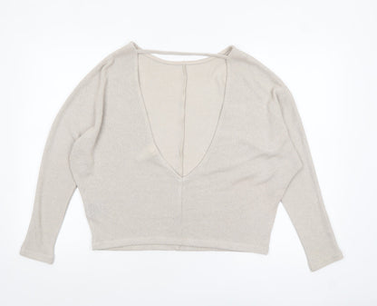 Womens UK Size S H&M Beige Cropped Blouse