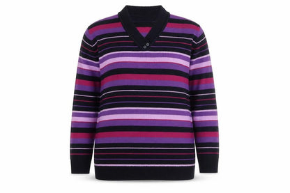 ISLE Womens Plus Size 22-24 Multicoloured Striped V-Neck Jumper
