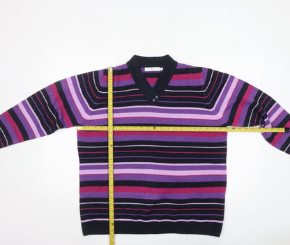 ISLE Womens Plus Size 22-24 Multicoloured Striped V-Neck Jumper