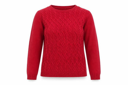 Marks and Spencer Women Red Cable-Knit Crew Neck Jumper Size 10