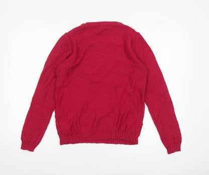 Marks and Spencer Women Red Cable-Knit Crew Neck Jumper Size 10