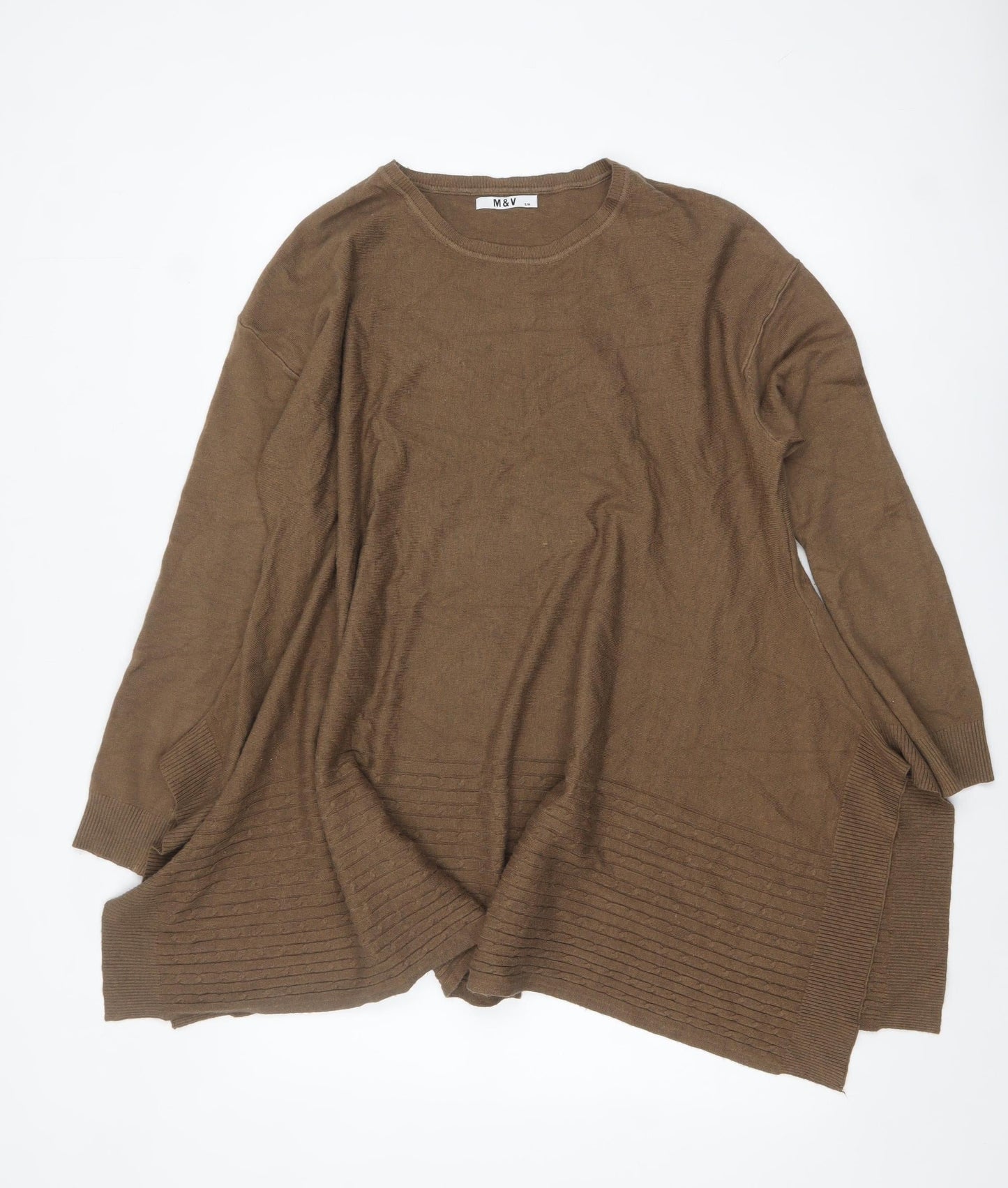 Womens UK Size S M&V Brown Tunic Jumper