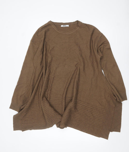 Womens UK Size S M&V Brown Tunic Jumper