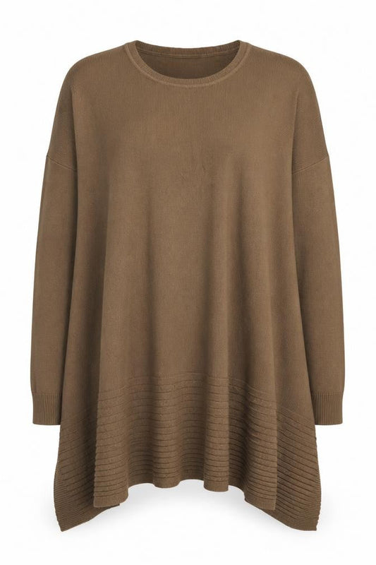 Womens UK Size S M&V Brown Tunic Jumper