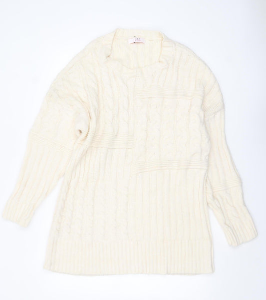 Julipa Women’s Ivory Cable Knit Long Sleeve Pullover Jumper Size 16/18