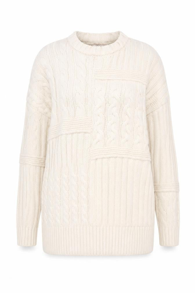 Julipa Women’s Ivory Cable Knit Long Sleeve Pullover Jumper Size 16/18