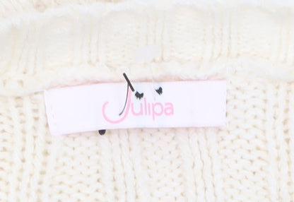 Julipa Women’s Ivory Cable Knit Long Sleeve Pullover Jumper Size 16/18