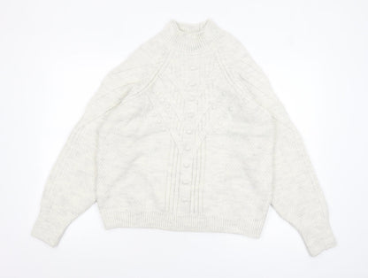 Marks and Spencer Women’s Grey Cable Knit Mock Neck Jumper Size M