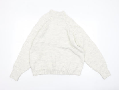 Marks and Spencer Women’s Grey Cable Knit Mock Neck Jumper Size M