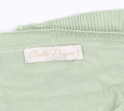 Belle Poque Women Green 2XL V-Neck 3/4 Sleeve Cardigan