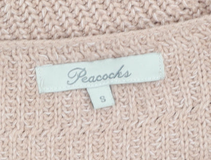 Peacocks Women's Beige V-Neck Knit Pullover Jumper Size S