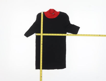 MNG Women's Black Roll Neck Knit Blouse XS 3/4 Sleeve
