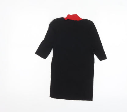MNG Women's Black Roll Neck Knit Blouse XS 3/4 Sleeve