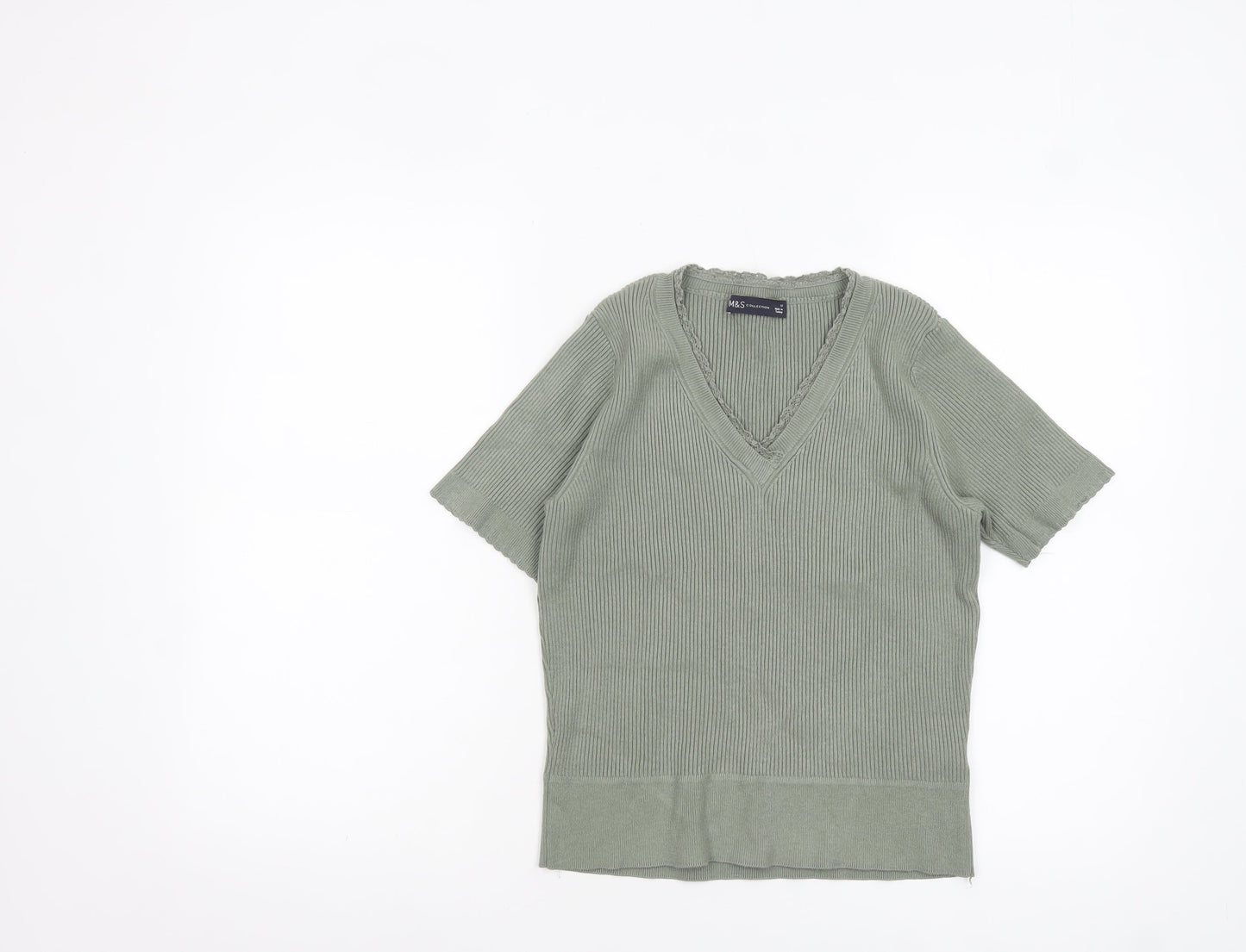 Womens UK Size 12 Marks and Spencer Green Basic T-Shirt