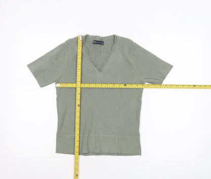 Womens UK Size 12 Marks and Spencer Green Basic T-Shirt