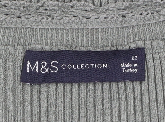 Womens UK Size 12 Marks and Spencer Green Basic T-Shirt
