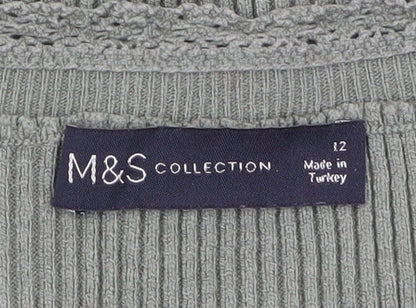 Womens UK Size 12 Marks and Spencer Green Basic T-Shirt