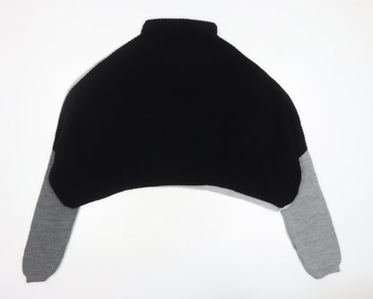 PrettyLittleThing Women Grey Black Knit Cropped Shrug Jumper M