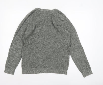 Zara Man Men's Grey Cotton Knit Crew Neck Jumper Size M