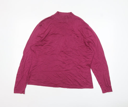 Country Casuals Women's Pink Mock Neck Long Sleeve Jumper L+
