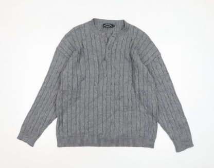 Mens UK Size L David & Me Him & Lilly Grey Henley Jumper