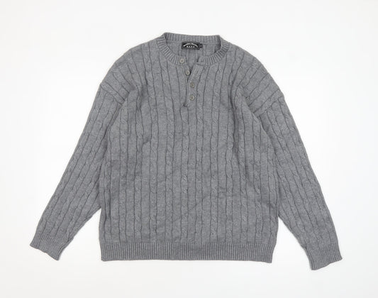 Mens UK Size L David & Me Him & Lilly Grey Henley Jumper