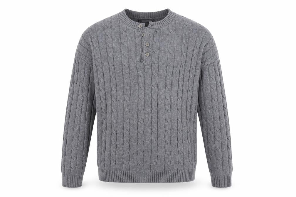 Mens UK Size L David & Me Him & Lilly Grey Henley Jumper