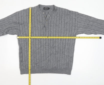 Mens UK Size L David & Me Him & Lilly Grey Henley Jumper