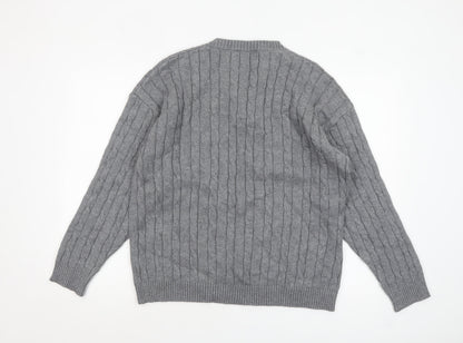 Mens UK Size L David & Me Him & Lilly Grey Henley Jumper