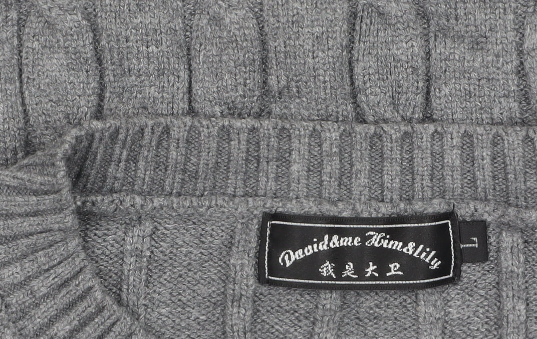 Mens UK Size L David & Me Him & Lilly Grey Henley Jumper