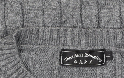 Mens UK Size L David & Me Him & Lilly Grey Henley Jumper