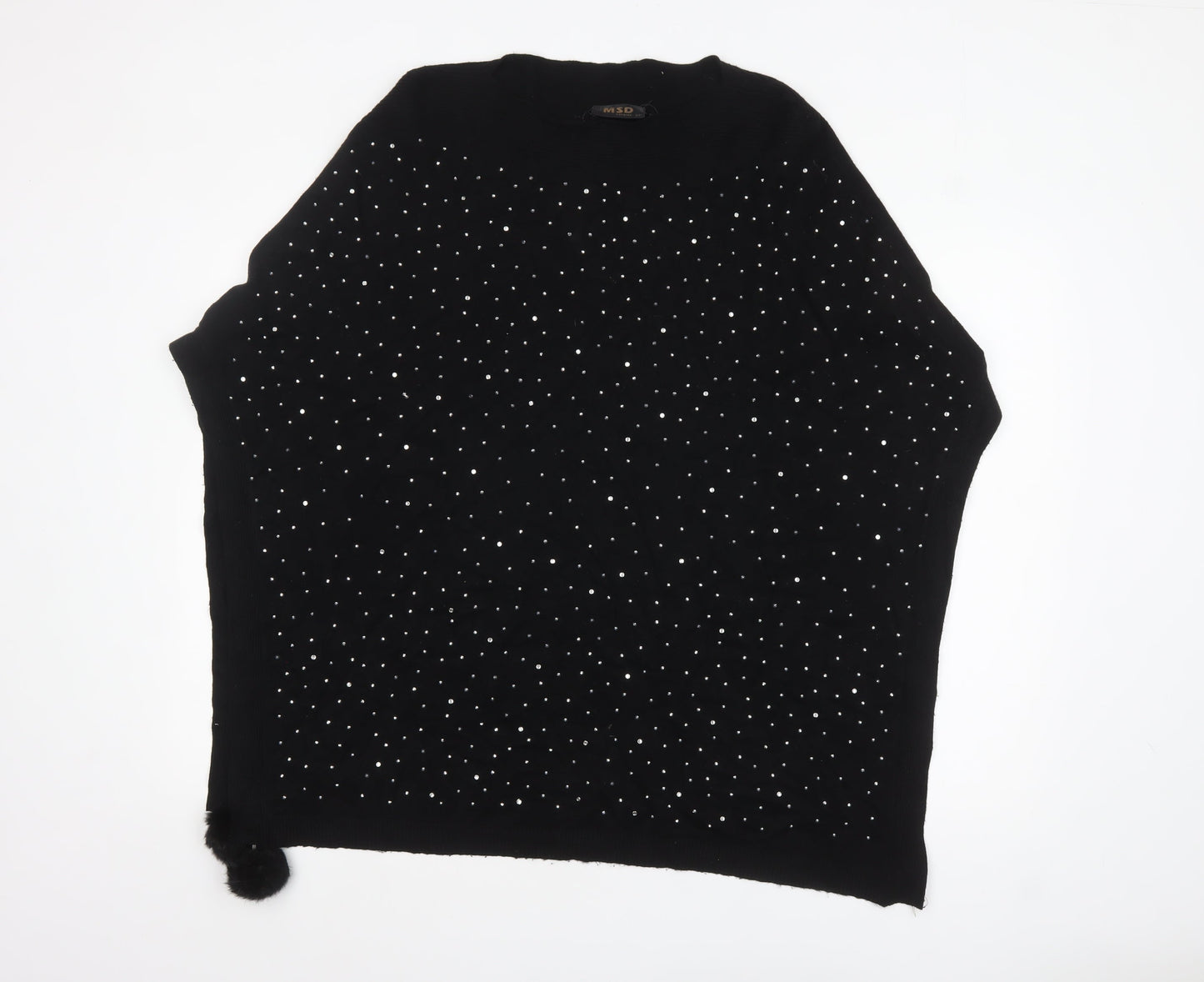 Womens UK Size S MSD Black Poncho Jumper