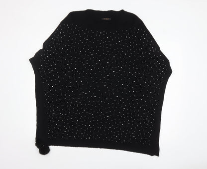 Womens UK Size S MSD Black Poncho Jumper
