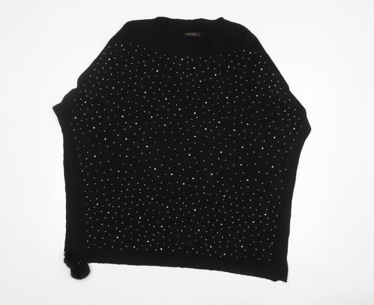 Womens UK Size S MSD Black Poncho Jumper