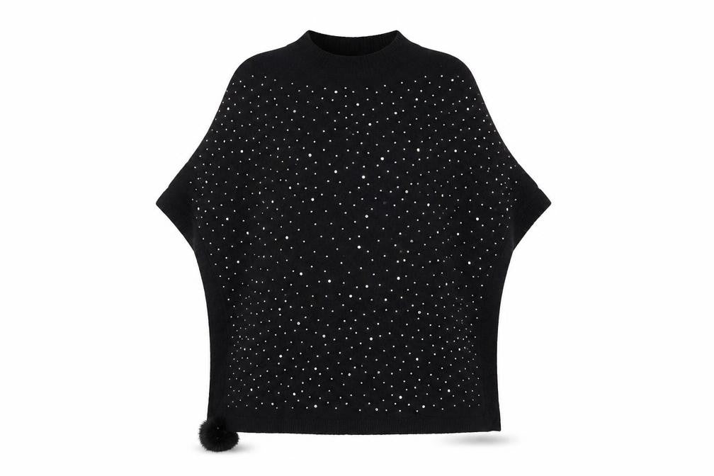 Womens UK Size S MSD Black Poncho Jumper