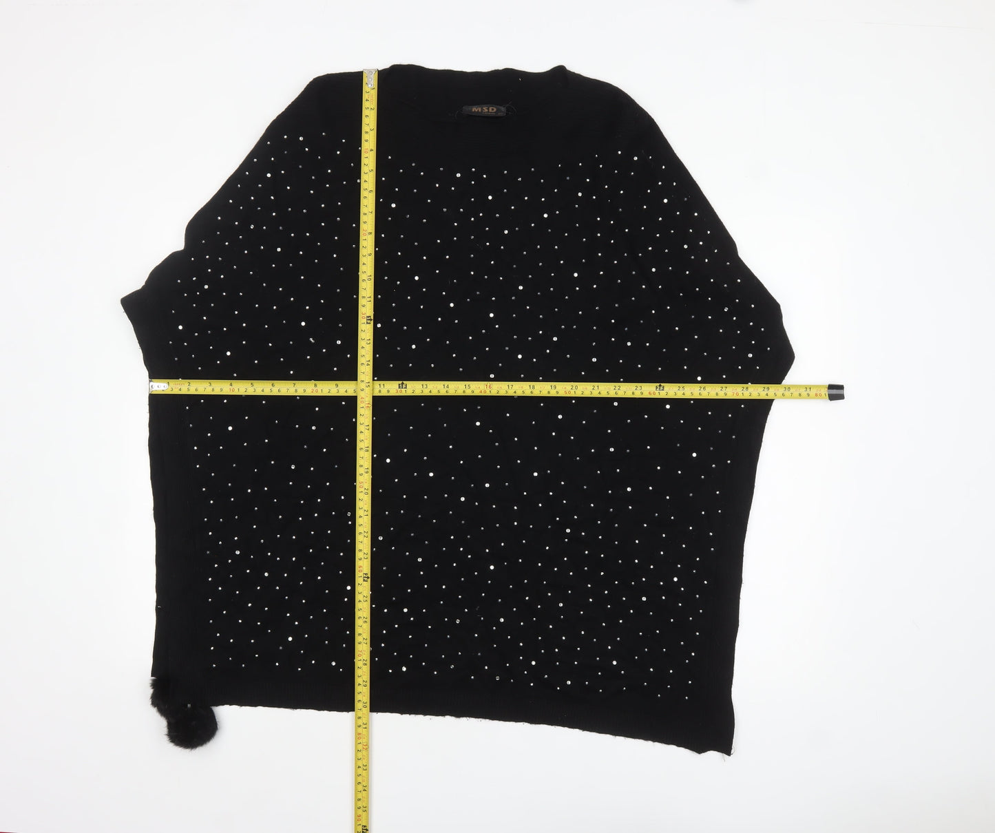 Womens UK Size S MSD Black Poncho Jumper