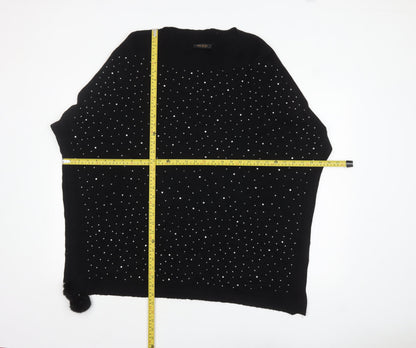 Womens UK Size S MSD Black Poncho Jumper