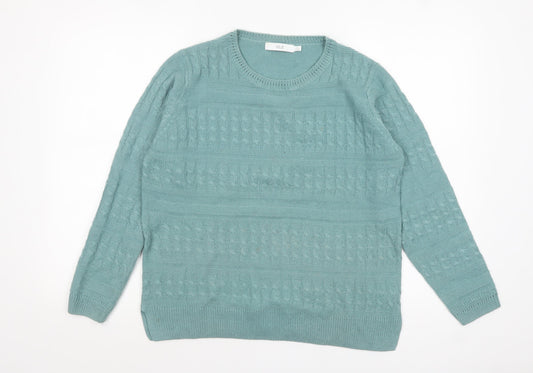 Womens UK Size 14-16 ISLE Green Pullover Jumper