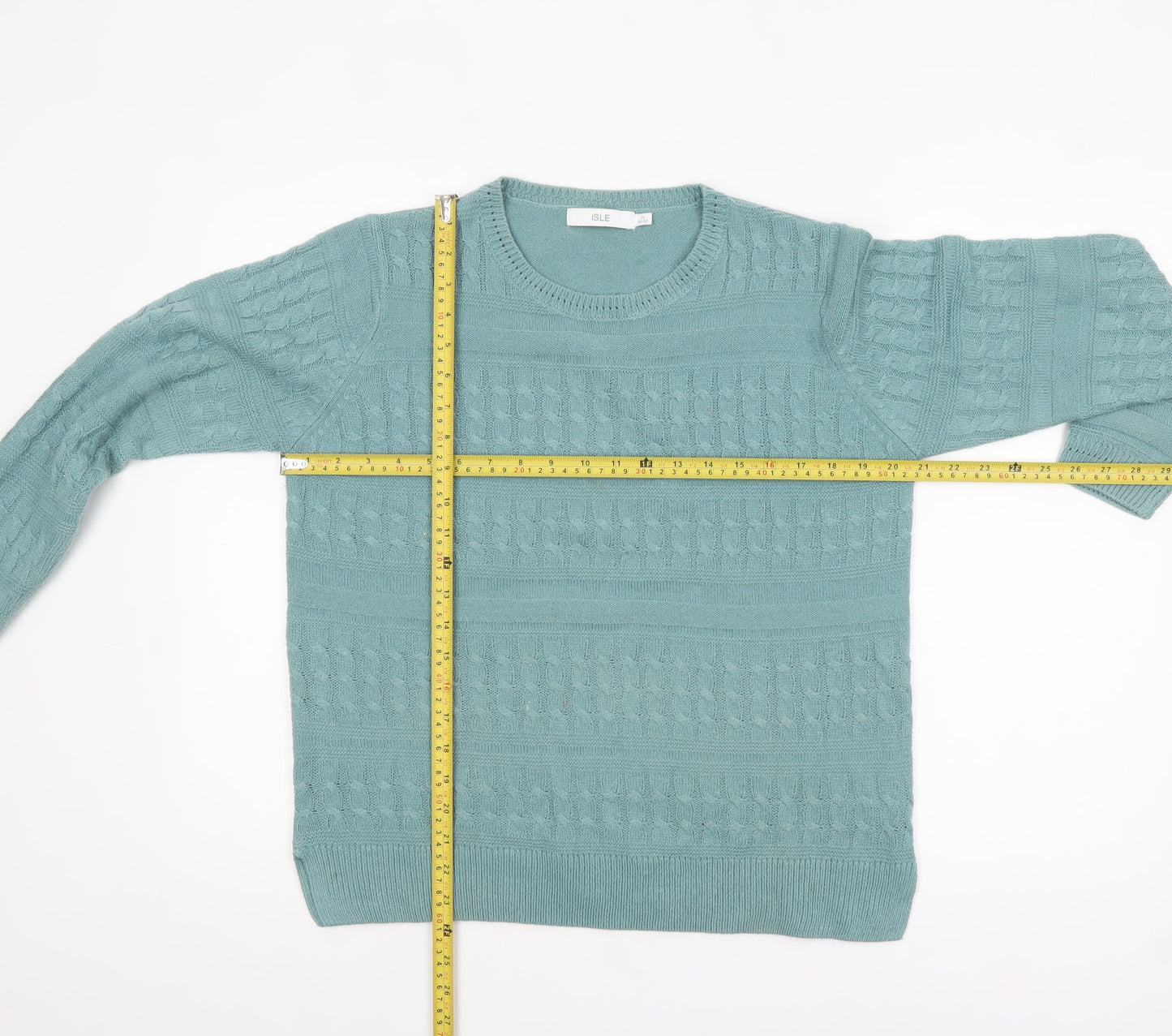 Womens UK Size 14-16 ISLE Green Pullover Jumper