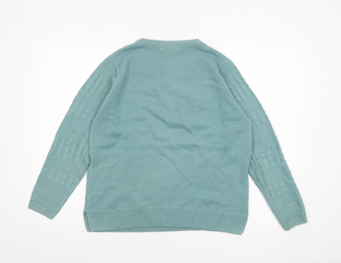 Womens UK Size 14-16 ISLE Green Pullover Jumper