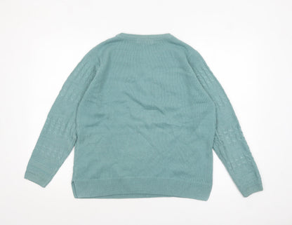 Womens UK Size 14-16 ISLE Green Pullover Jumper