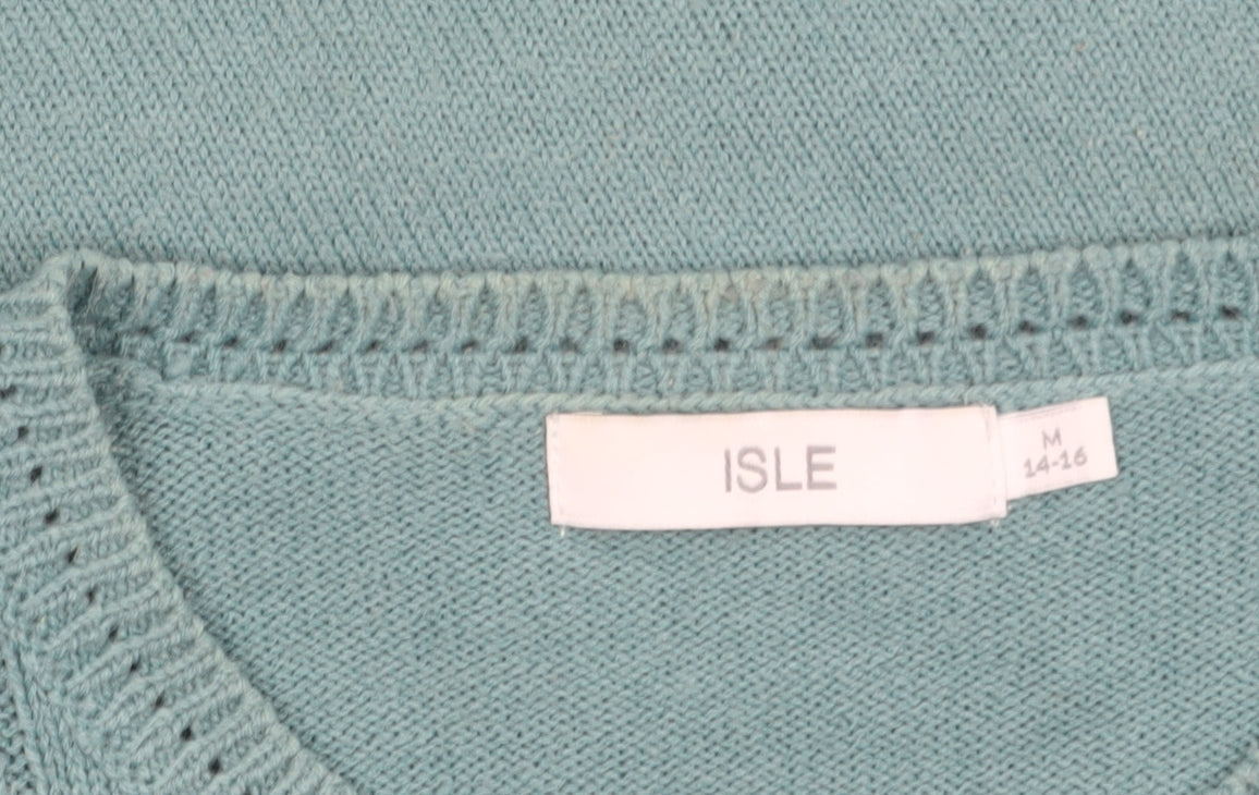 Womens UK Size 14-16 ISLE Green Pullover Jumper