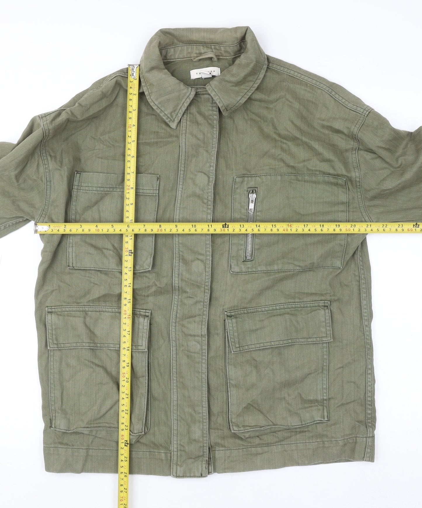 Womens UK Size S Topshop Green Military Jacket