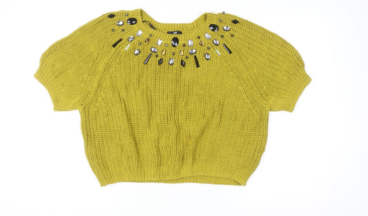 Womens UK Size L H&M Yellow Cropped Sweater